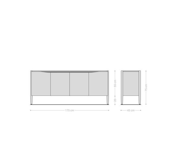 Komoda Simcha 175 cm přírodní akácie 4 dveře - Image 6