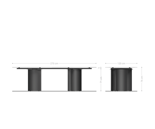 Jídelní stůl Edge lodě tvaru 270x120 keramika Iris FMG Onice Grigio Troa s efektním titanovým povrchem - Image 8
