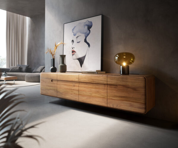 TV stolek Anaya 200 cm akácie natural, 4 dvířka, závěsná - Image 2