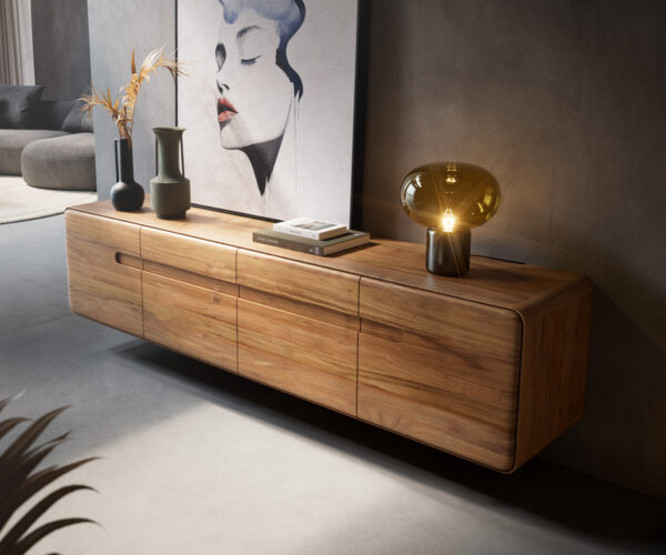 TV stolek Anaya 200 cm akácie natural, 4 dvířka, závěsná - Image 4