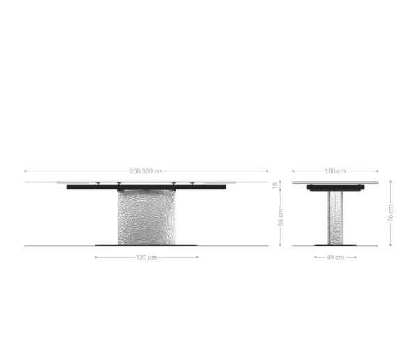 Jídelní stůl Edge 200-300x100 keramická deska Laminam Emperador Extra Lucidato tmavě hnědá Wave nerezová ocel rozkládací - Image 6