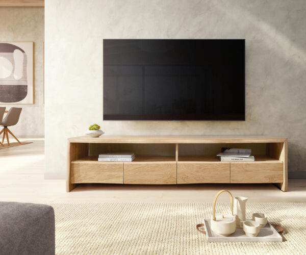 TV stolek Live-Edge 190 cm přírodní dub 4 zásuvky - Image 2