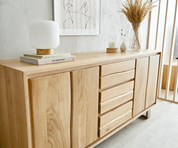 Komoda Live-Edge 150 cm přírodní dub 2 dveře 3 zásuvky - Image 2