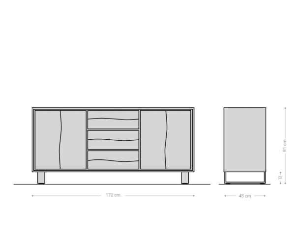 Komoda Live-Edge 170 cm přírodní dub 4 dveře 3 zásuvky - Image 10