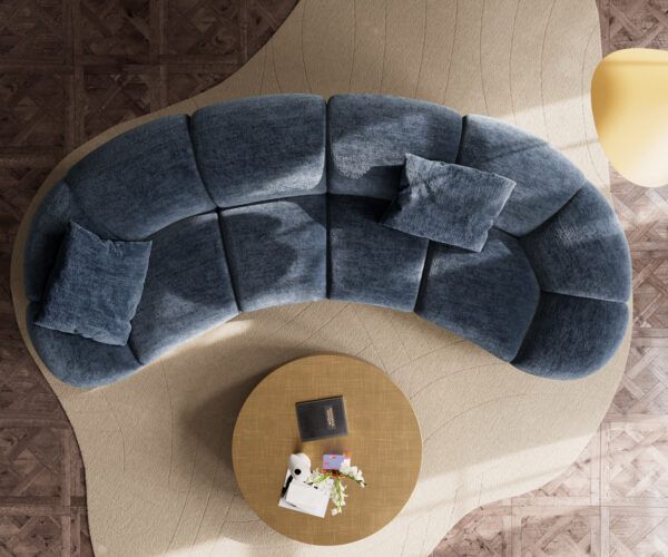Velká pohovka Lunna 360x175 cm, modrý chenille, 2 polštáře - Image 8