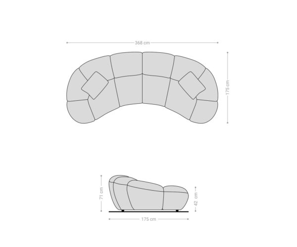 Velká pohovka Lunna 360x175 cm strukturovaná látka měkký taupe 2 polštáře - Image 9