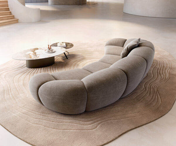 Velká pohovka Lunna 360x175 cm strukturovaná látka měkký taupe 2 polštáře - Image 5