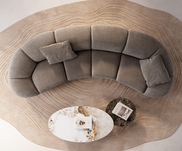 Velká pohovka Lunna 360x175 cm strukturovaná látka měkký taupe 2 polštáře - Image 8
