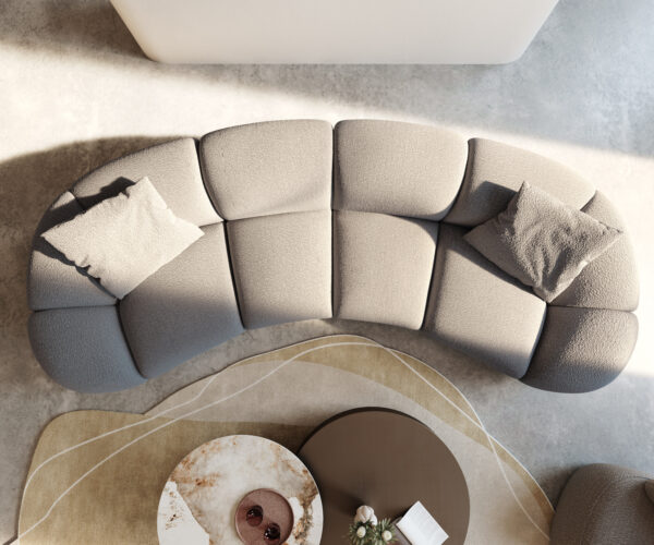 Velká pohovka Lunna 360x175 cm bouclé stříbrně šedá 2 polštáře - Image 5