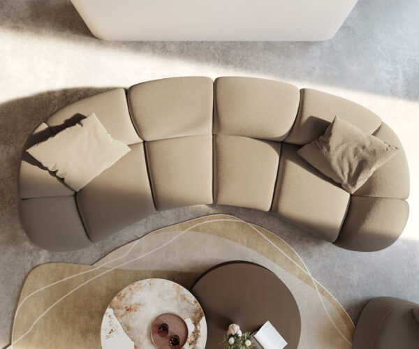 Velká pohovka Lunna 360x175 cm, jemný bouclé taupe, 2 polštáře - Image 4