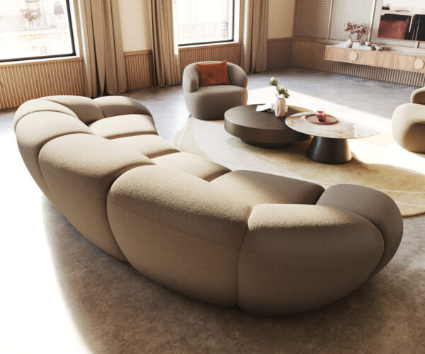Velká pohovka Lunna 360x175 cm, jemný bouclé taupe, 2 polštáře - Image 6