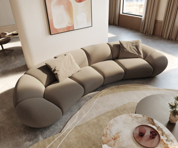 Velká pohovka Lunna 360x175 cm, jemný bouclé taupe, 2 polštáře - Image 2