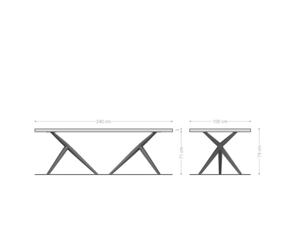 Jídelní stůl Edge 240x100 akácie natural Estelar kulatý nerezová ocel - Image 6