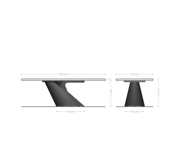 Jídelní stůl Edge 240x100 akácie přírodní Cono kov zlatý Live-Edge - Image 7