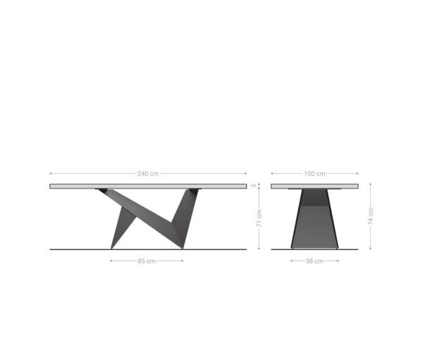 Jídelní stůl Edge 240x100 akácie natural Origami metalická zlatá - Image 7