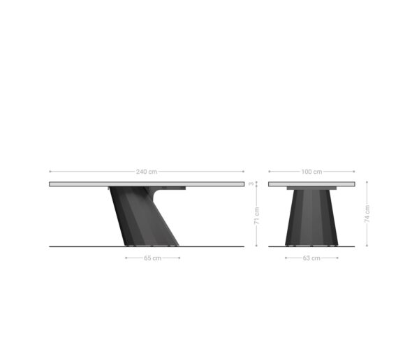 Jídelní stůl Edge 240x100 akácie přírodní parabolický kov zlatý Live-Edge - Image 7
