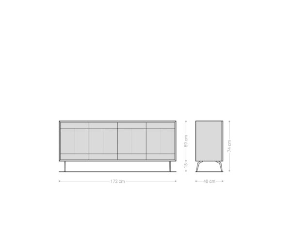 Komoda Manjula 170 cm mango hnědá 4 dveře V-nohy nerezová ocel - Image 6