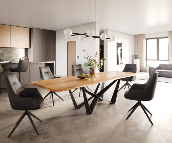 Jídelní stůl Edge 300x100x4 přírodní dub pavoučí plochý kov černý - Image 5