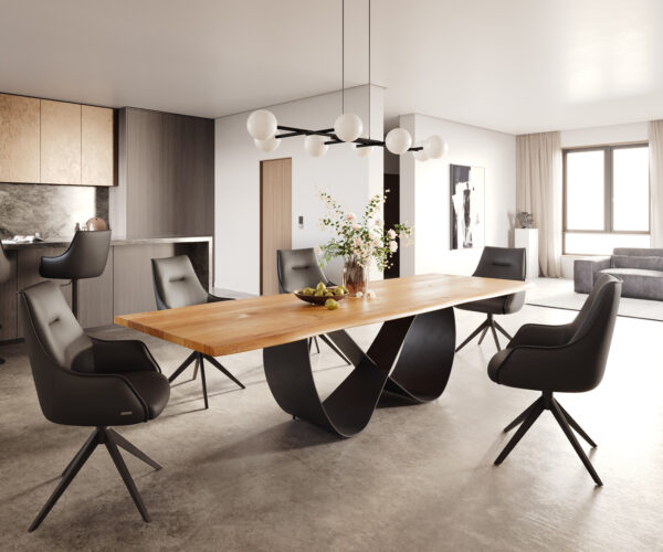 Jídelní stůl Edge 300x100x4 přírodní dub Infinity kov černý - Image 5