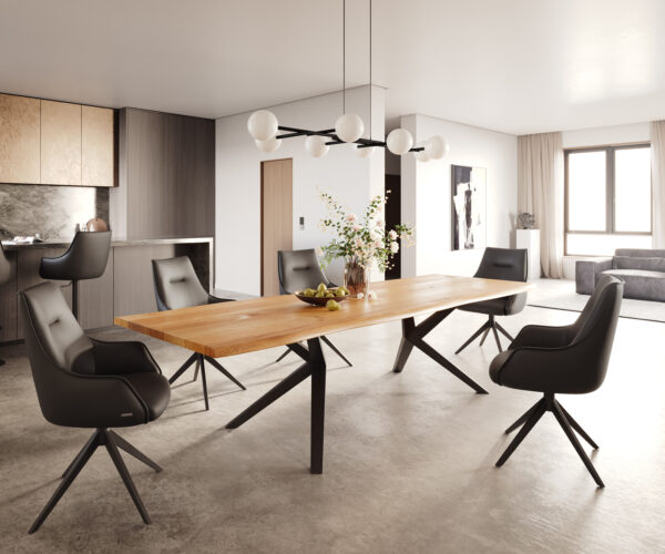 Jídelní stůl Edge 300x100x4 přírodní dub Zenthara hranatý kov černý - Image 5