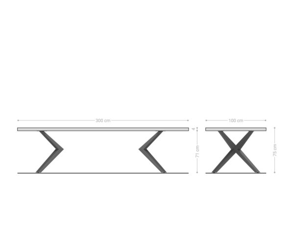 Jídelní stůl Edge 300x100x4 přírodní dub Zenthara hranatý kov černý - Image 6