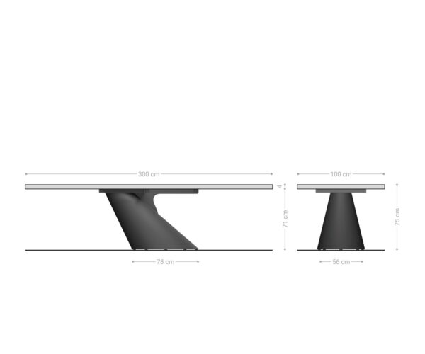 Jídelní stůl Edge 300x100x4 cm přírodní dub Cono kovově stříbrná - Image 7