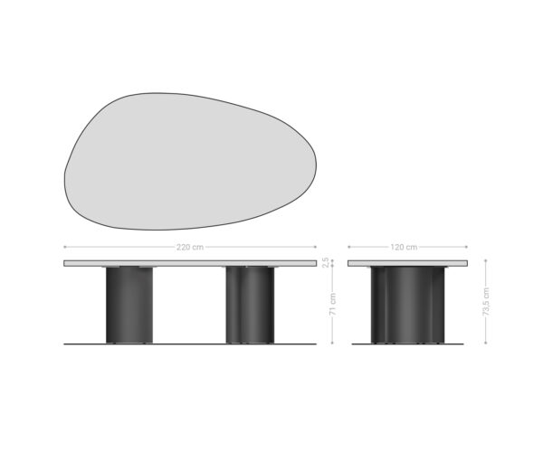 Jídelní stůl Edge oválný 220x120x2,5 přírodní dub Troa kov černý flow- - Image 7