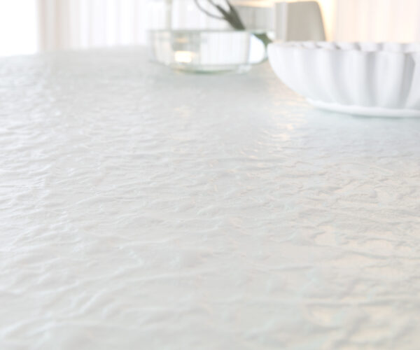 Jídelní stůl Edge lodní tvar 240x120 reliéfní sklo perleť 3D design vlna nerezová ocel - Image 4