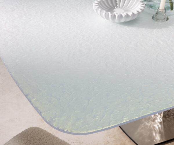Jídelní stůl Edge lodní tvar 240x120 reliéfní sklo perleť 3D design vlna nerezová ocel - Image 3