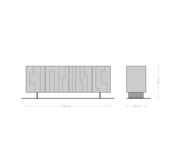 Komoda Taka 200 cm metalická zlatá 4 dveře akrylové nohy - Image 6