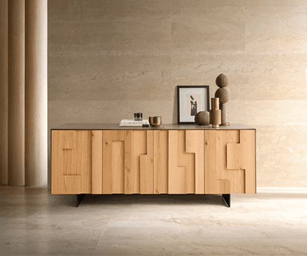 Komoda Taka 200 cm metalická zlatá, 4 dveře, zavěšená, černý kov - Image 2
