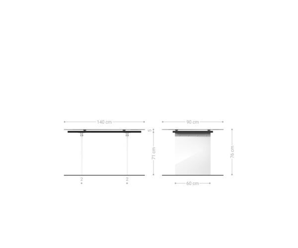 Jídelní stůl 140x90 keramika Laminam® Nero Greco antracitová podnož sklo Edge - Image 6