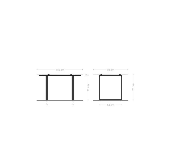 Jídelní stůl Edge 140x90 keramika Laminam® Nero Greco antracitová nerezová ocel úzký - Image 6