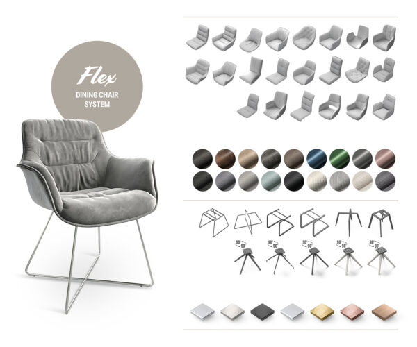 Jídelní židle Lelio-Flex taupe vintage křížová konstrukce hranatá zlatá otočná o 180° - Image 8