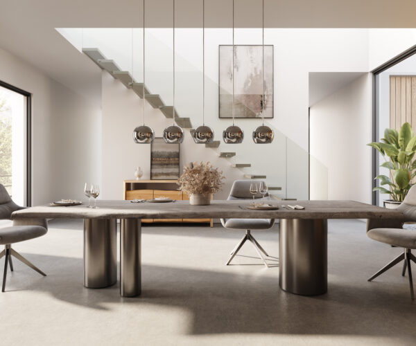 Jídelní stůl Edge 300x100 cm XL akácie platinum Troa nerezová ocel grafit - Image 2