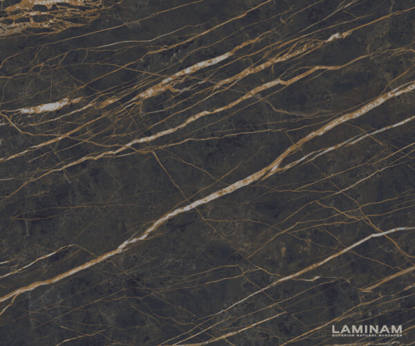 Jídelní stůl Edge 300x100 cm keramika Laminam® Noir Desir hnědá Pilier kovový efekt titanový - Image 3
