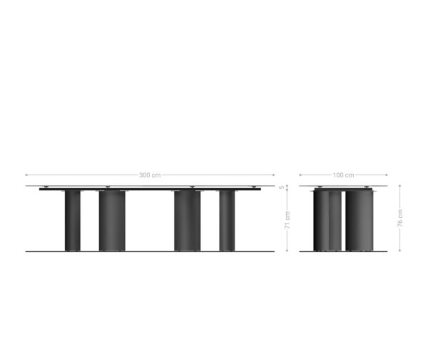 Jídelní stůl Edge 300x100 cm keramika Laminam® Noir Desir hnědá Pilier kovový efekt titanový - Image 8