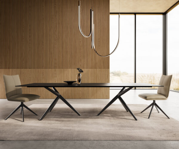 Jídelní stůl Edge 300x100 cm keramika Laminam® Noir Desir hnědá Estelar kulatá černý kov - Image 2