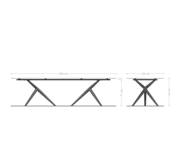 Jídelní stůl Edge 300x100 cm keramika Laminam® Noir Desir hnědá Estelar kulatá černý kov - Image 8