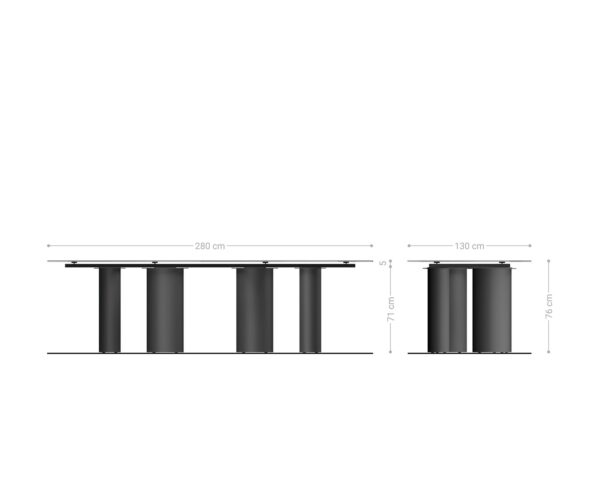 Jídelní stůl Edge oválný 280x130 keramika Laminam®Emperador Extra Lucidato tmavě hnědý pilíř nerezová ocel grafit - Image 7