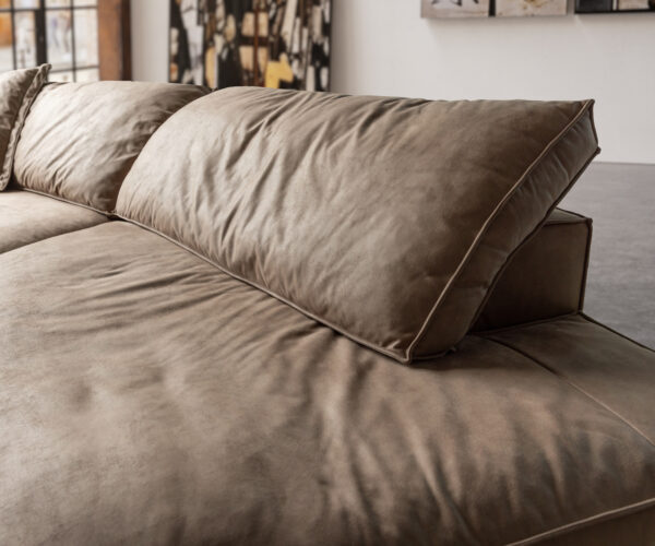 Velká pohovka Snoosh 400x150 cm mikrovlákno taupe vintage s pravým polohovacím opěradlem - Image 5