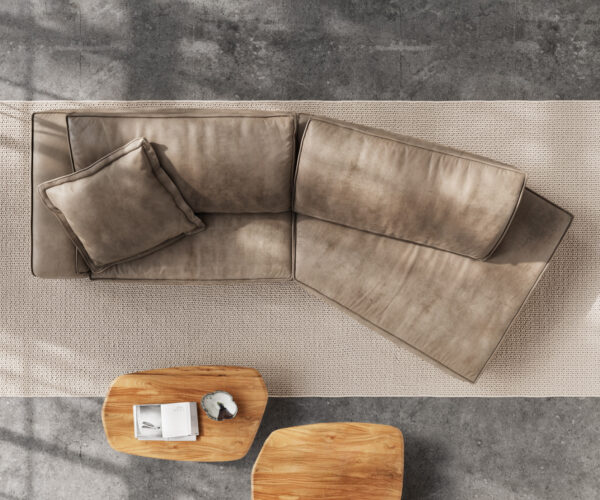 Velká pohovka Snoosh 400x150 cm mikrovlákno taupe vintage s pravým polohovacím opěradlem - Image 8