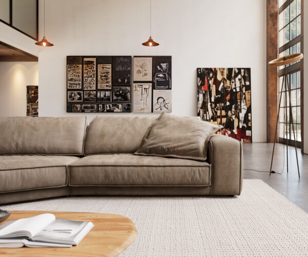 Velká pohovka Snoosh 400x150 cm mikrovlákno taupe vintage levý polohovací křeslo - Image 2