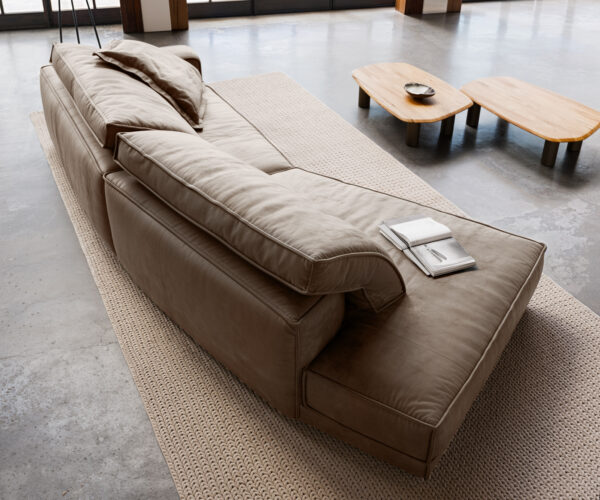 Velká pohovka Snoosh 400x150 cm mikrovlákno taupe vintage levý polohovací křeslo - Image 4