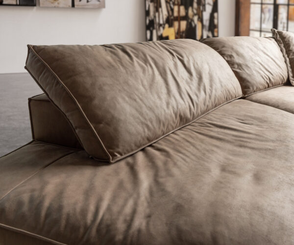 Velká pohovka Snoosh 400x150 cm mikrovlákno taupe vintage levý polohovací křeslo - Image 5