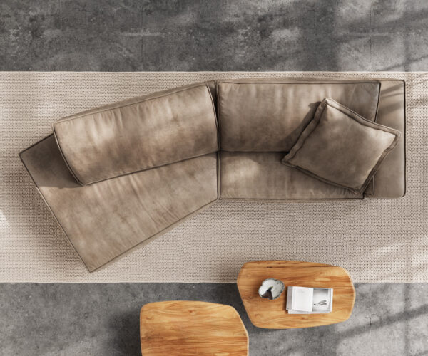 Velká pohovka Snoosh 400x150 cm mikrovlákno taupe vintage levý polohovací křeslo - Image 8