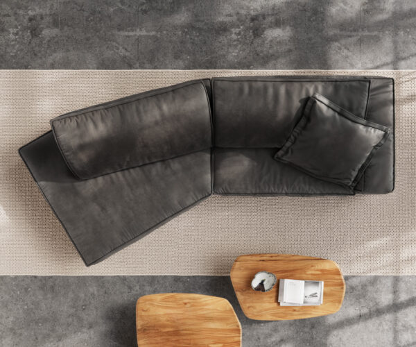 Velká pohovka Snoosh 400x150 cm mikrovlákno černá vintage rozkládací levá strana - Image 8
