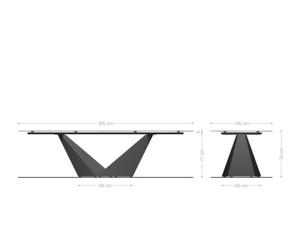 Jídelní stůl Edge 300x100 keramika Minas Melange bílá béžová Prisma Metallic zlatá - Image 8