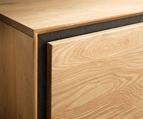 Komoda Stonegrace 200 cm přírodní dub 4 dveře oválné nohy nerezová ocel kartáčovaná - Image 5