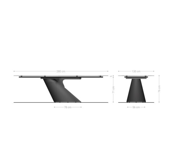 Jídelní stůl Edge oválný 280x130 keramika Laminam® Emperador Extra Lucidato tmavě hnědý kužel kov zlatý - Image 6